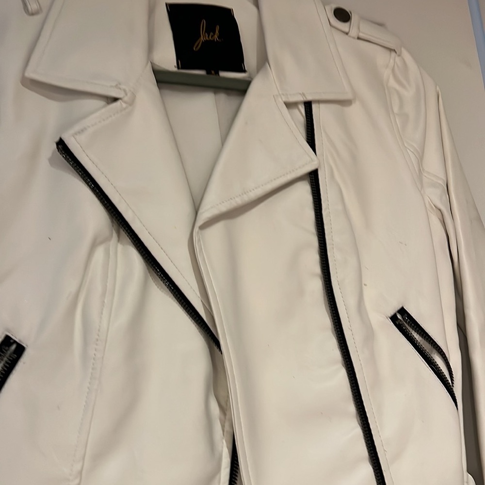 White Leather Jacket. Size Small - image 2